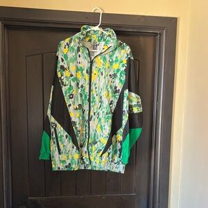 Adidas by Stella McCartney Green, Black & Yellow Abstract Floral-Print Jacket